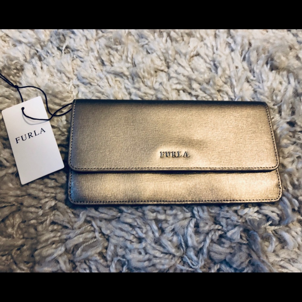 New with tag Furla gold Babylon xl wallet